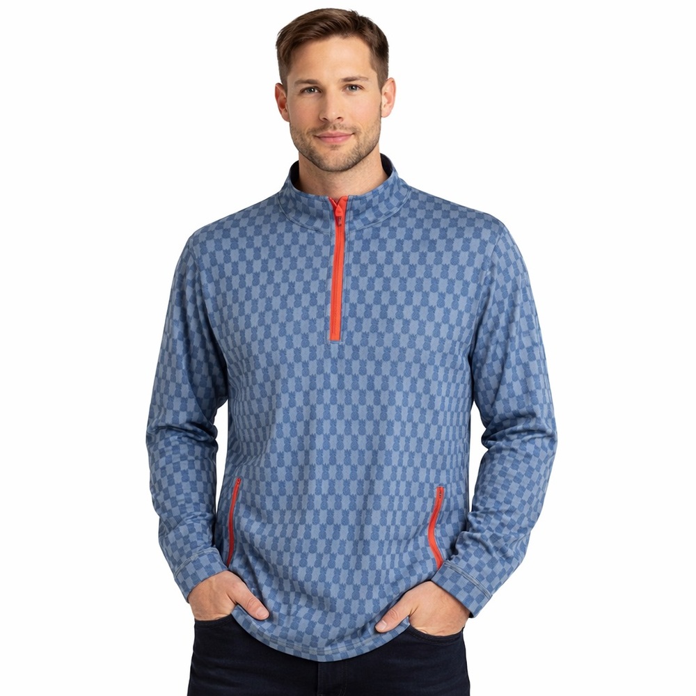 Chubbies Men’s Quarter Zip‎ Pullover Pineapple Print Blue XL